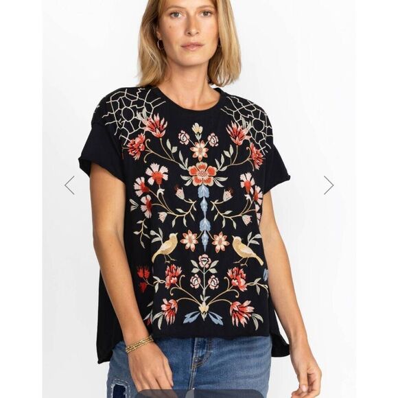 Johnny Was Clara Embroidered Swing Tee S - Picture 1 of 11